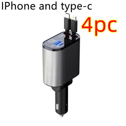 BPS Metal Car Charger 100W Super Fast Charging Car Cigarette Lighter USB And TYPE-C Adapter