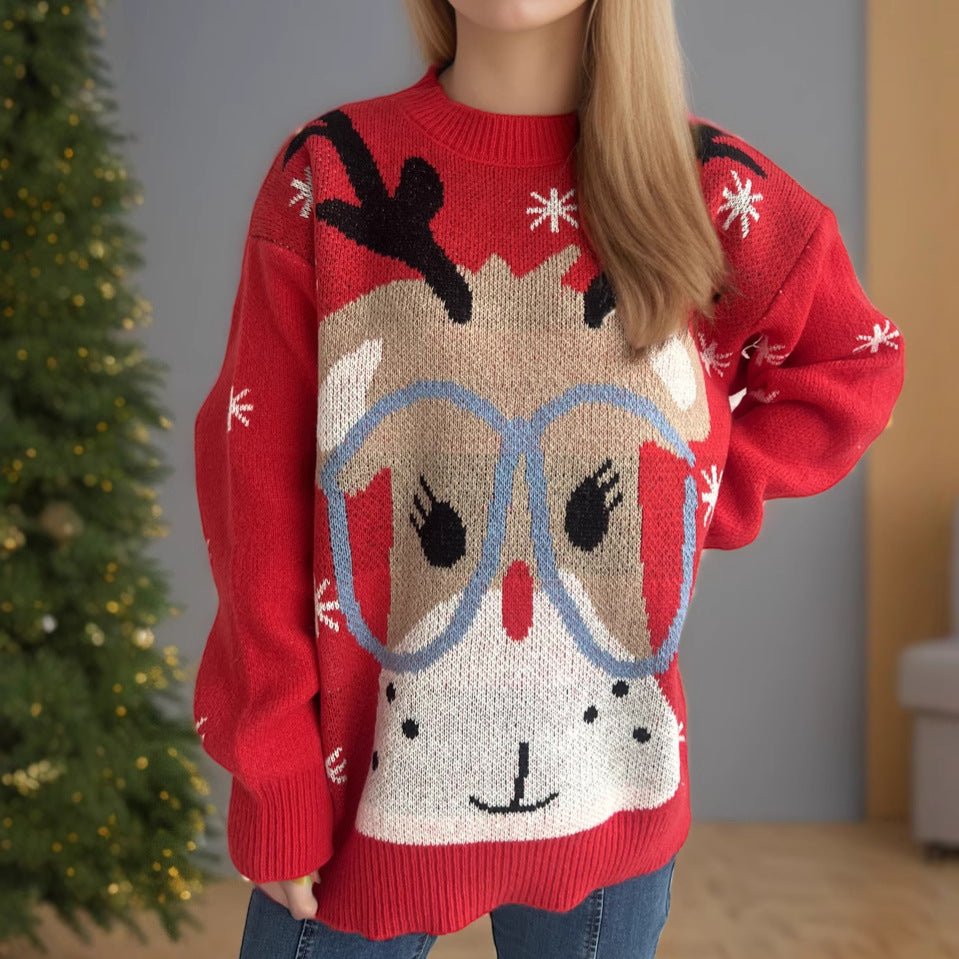 BPS  Sweater Women's Stitching Cartoon Casual Pullover