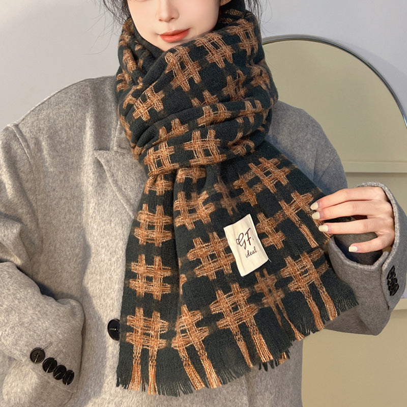 BPS Korean Style Plaid Scarf Winter Women