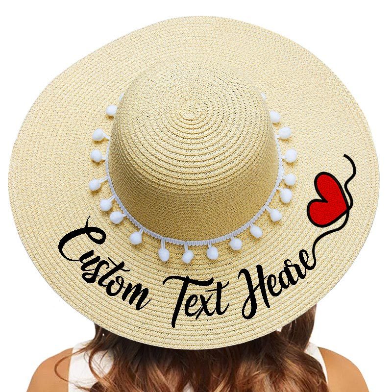 BPS Fashion Personalized Custom Embroidery Beach Hat Your Name Text Logo Women Sun Hat Palm Straw Hat