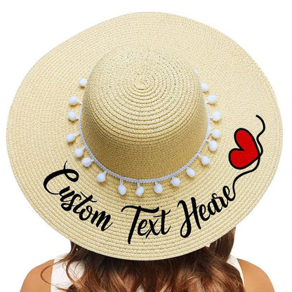 BPS Fashion Personalized Custom Embroidery Beach Hat Your Name Text Logo Women Sun Hat Palm Straw Hat