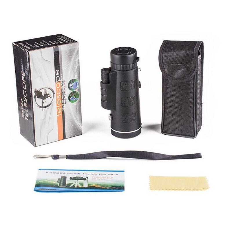 BPS Compatible with Apple, Monocular Telescope Zoom Scope with Compass Phone Clip Tripod