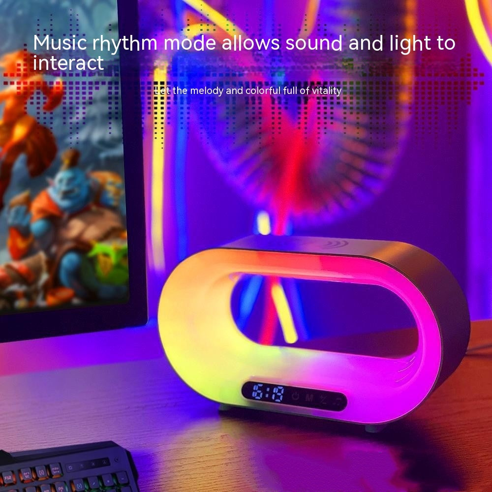 BPS Wireless Charger Alarm Clock  3 In 1 LED Night Light APP Control RGB Atmosphere Desk Lamp