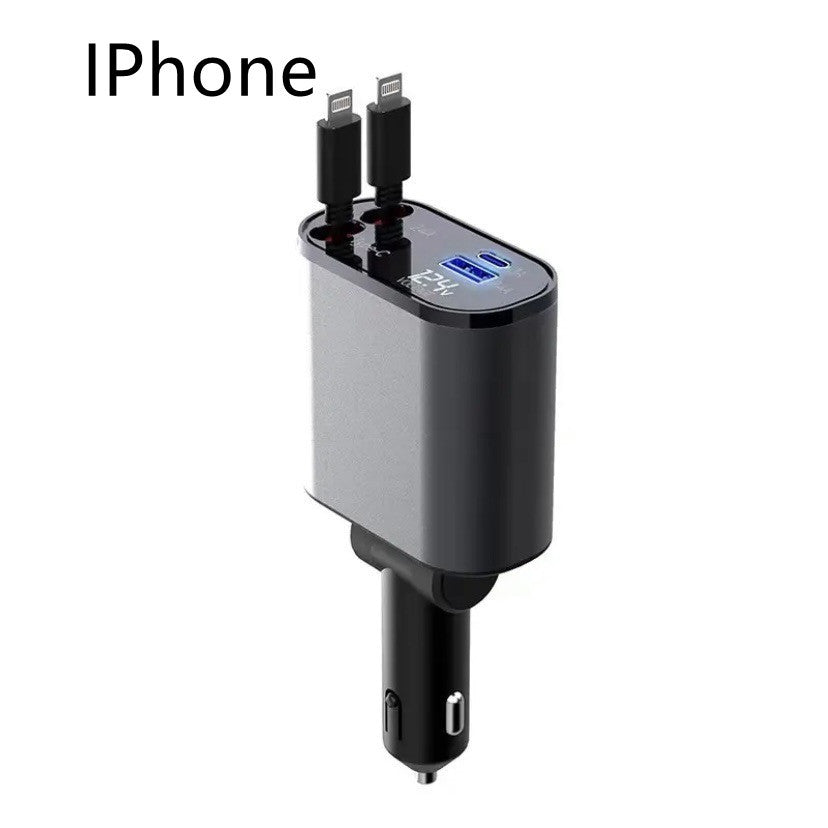 BPS Metal Car Charger 100W Super Fast Charging Car Cigarette Lighter USB And TYPE-C Adapter