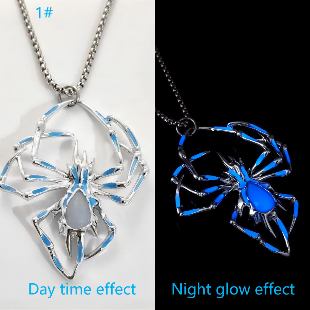 BPS  fashion Halloween Creative Stereo Luminous Spider Necklace Jewerly Glowing Night  Glow