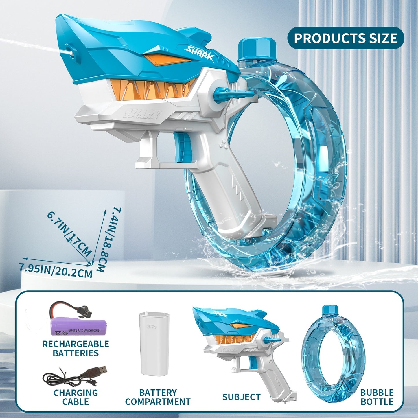 BPS New Shark Electric Water Gun Toys Fully Automatic Continuous Fire Water Gun Large Capacity