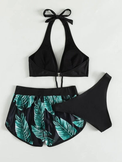 BPS 3 SETS  Bikini With Shorts Fashion Summer Beach Swimsuit