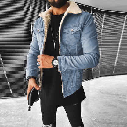 BPS STYLISH Lamb Wool Thickening Denim Jacket