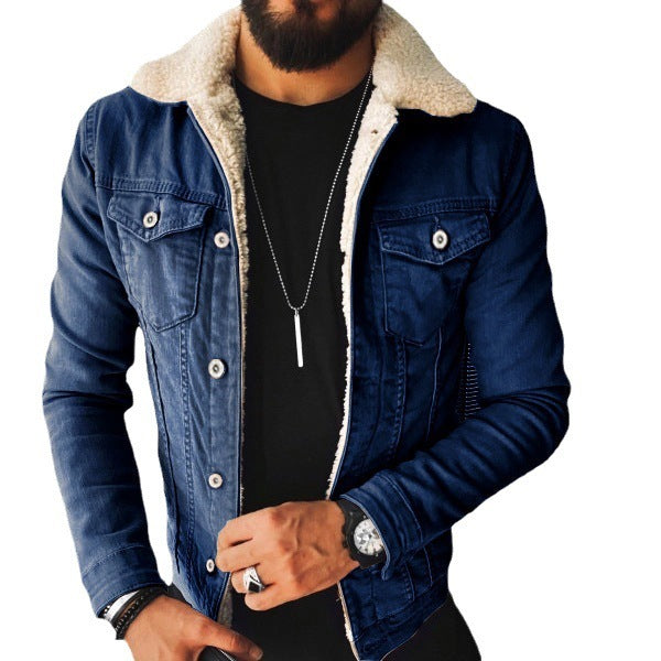 BPS STYLISH Lamb Wool Thickening Denim Jacket