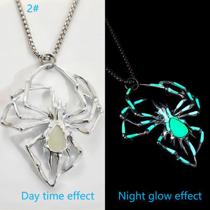 BPS  fashion Halloween Creative Stereo Luminous Spider Necklace Jewerly Glowing Night  Glow