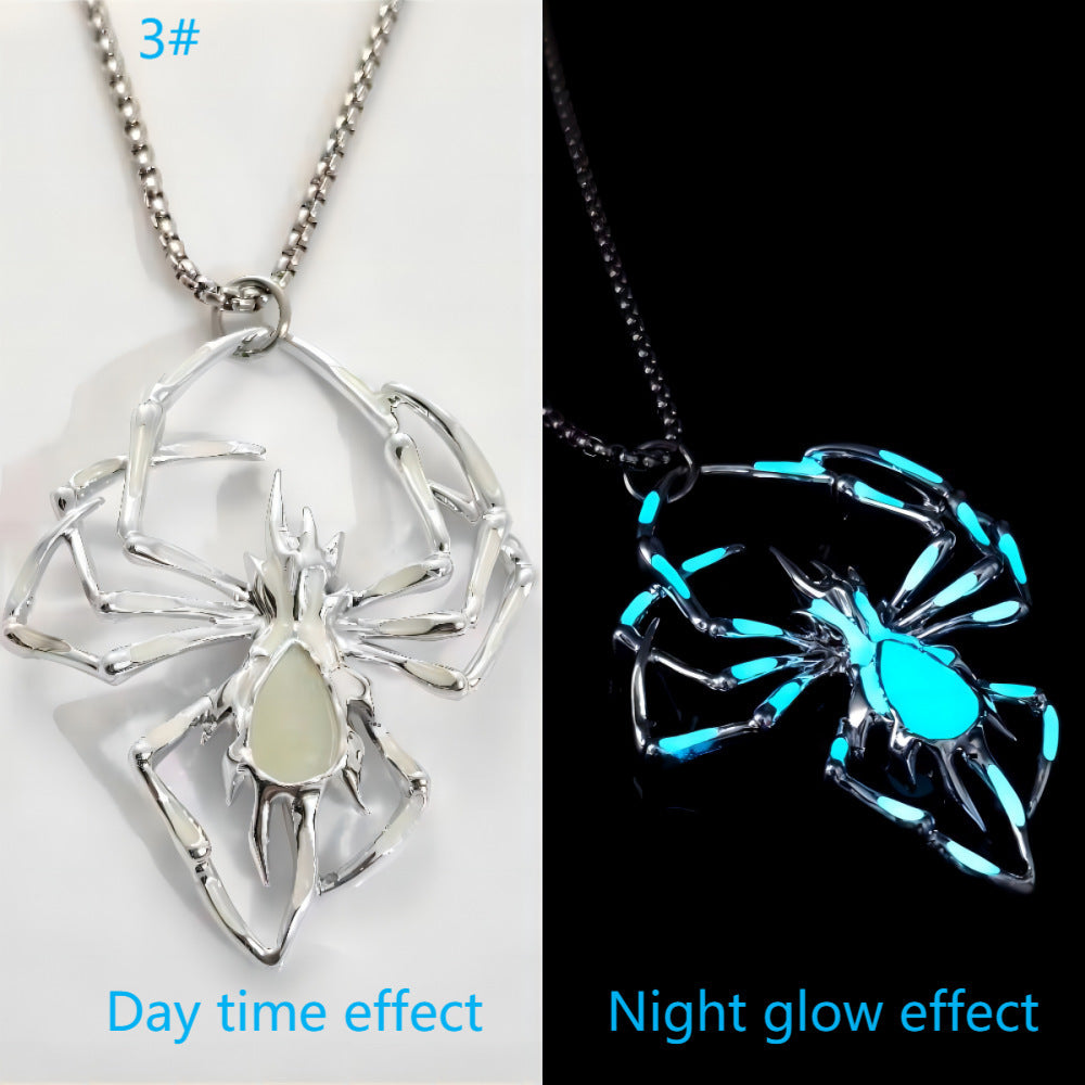 BPS  fashion Halloween Creative Stereo Luminous Spider Necklace Jewerly Glowing Night  Glow