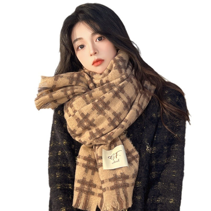 BPS Korean Style Plaid Scarf Winter Women