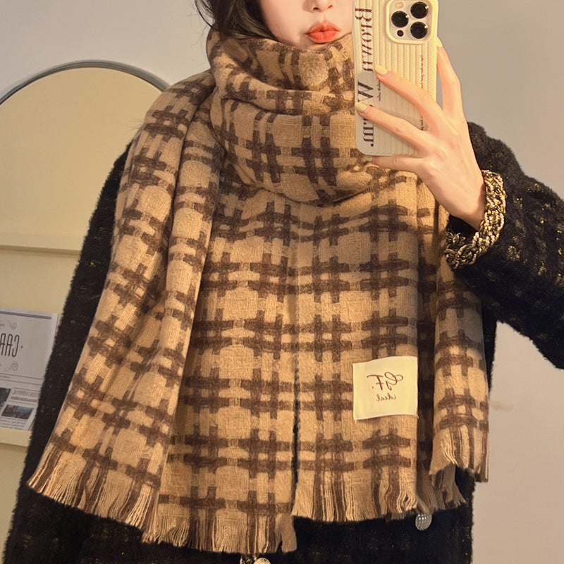 BPS Korean Style Plaid Scarf Winter Women