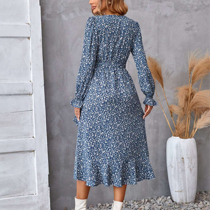 BPS Flowers Print Long Sleeve Dress Fashion