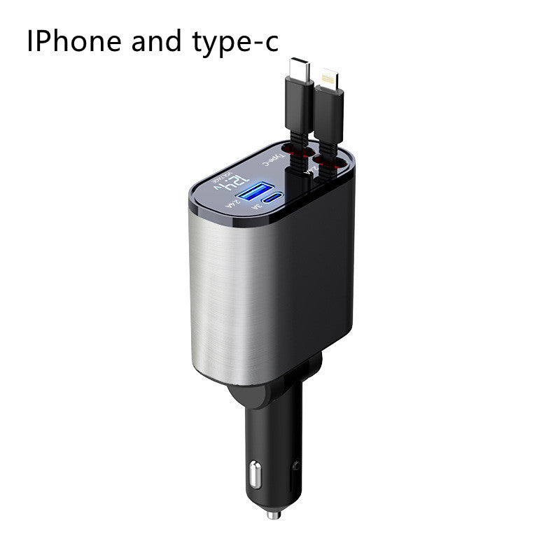 BPS Metal Car Charger 100W Super Fast Charging Car Cigarette Lighter USB And TYPE-C Adapter