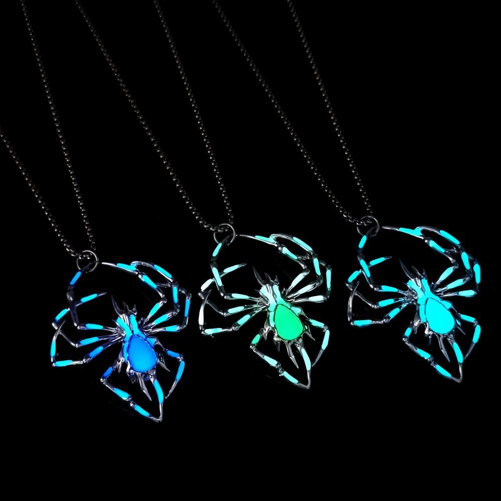 BPS  fashion Halloween Creative Stereo Luminous Spider Necklace Jewerly Glowing Night  Glow