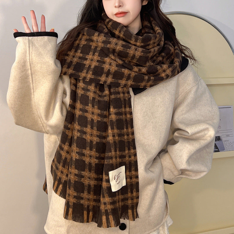 BPS Korean Style Plaid Scarf Winter Women