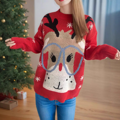 BPS  Sweater Women's Stitching Cartoon Casual Pullover