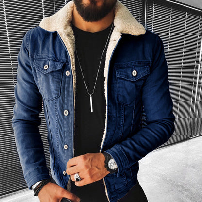 BPS STYLISH Lamb Wool Thickening Denim Jacket