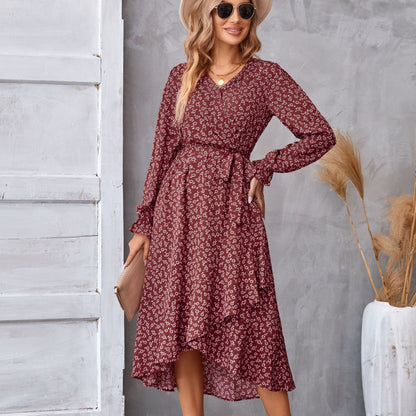 BPS Flowers Print Long Sleeve Dress Fashion