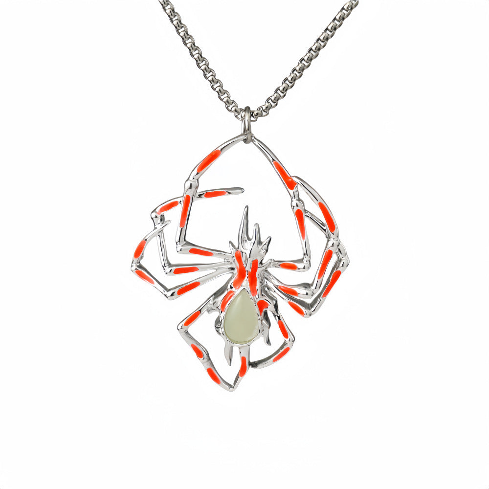 BPS  fashion Halloween Creative Stereo Luminous Spider Necklace Jewerly Glowing Night  Glow