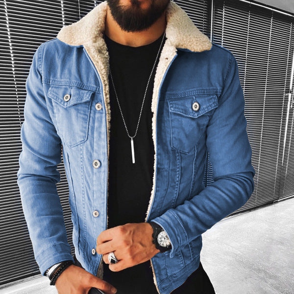 BPS STYLISH Lamb Wool Thickening Denim Jacket