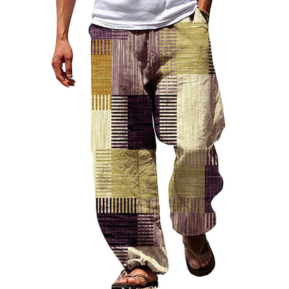 BPS  MAN  Trousers Drawstring Elastic Waist 3D Printing Striped