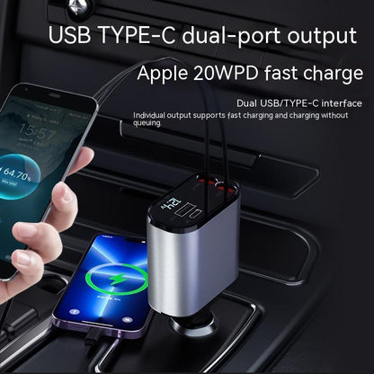 BPS Metal Car Charger 100W Super Fast Charging Car Cigarette Lighter USB And TYPE-C Adapter